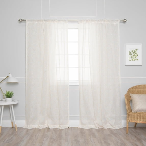 Quality Home Diamant Border Curtain - Rod Pocket/Back Tab - Yellow - 52" W x 96" L - (Set of 2 Panels)