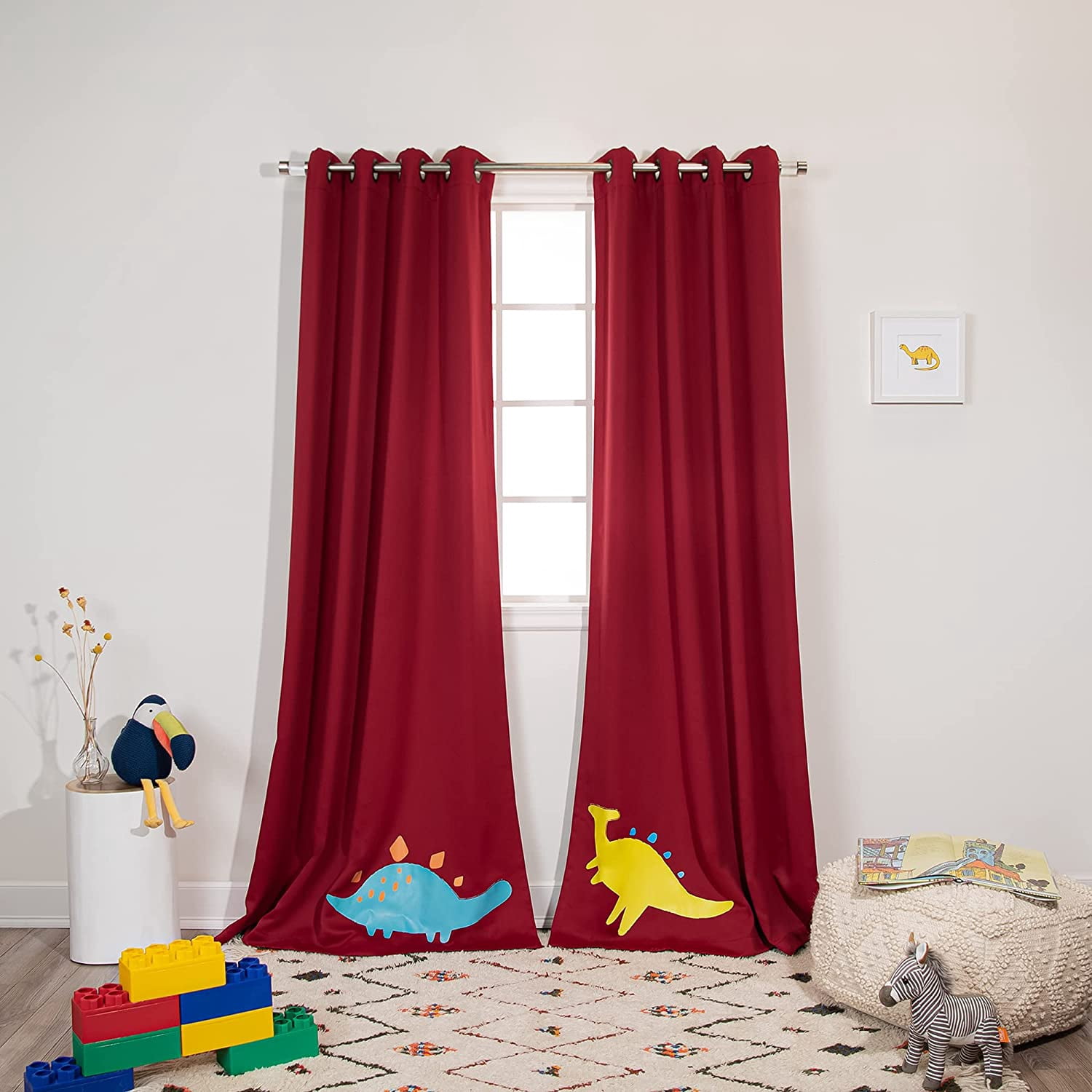 Quality Home Dinosaur Dino Buddies Children Grommet Top Blackout Curtains for Kids Room -84"