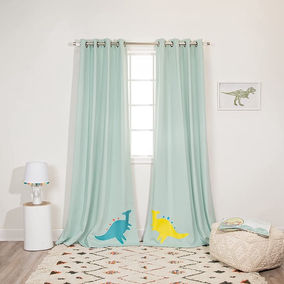 Quality Home Dinosaur Dino Buddies Children Grommet Top Blackout Curtains for Kids Room -84"