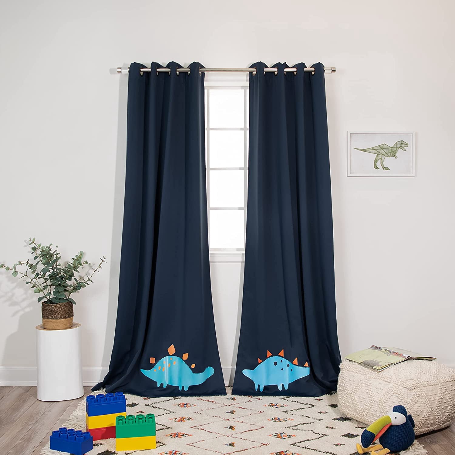 Quality Home Dinosaur Dino Buddies Children Grommet Top Blackout Curtains for Kids Room -84"