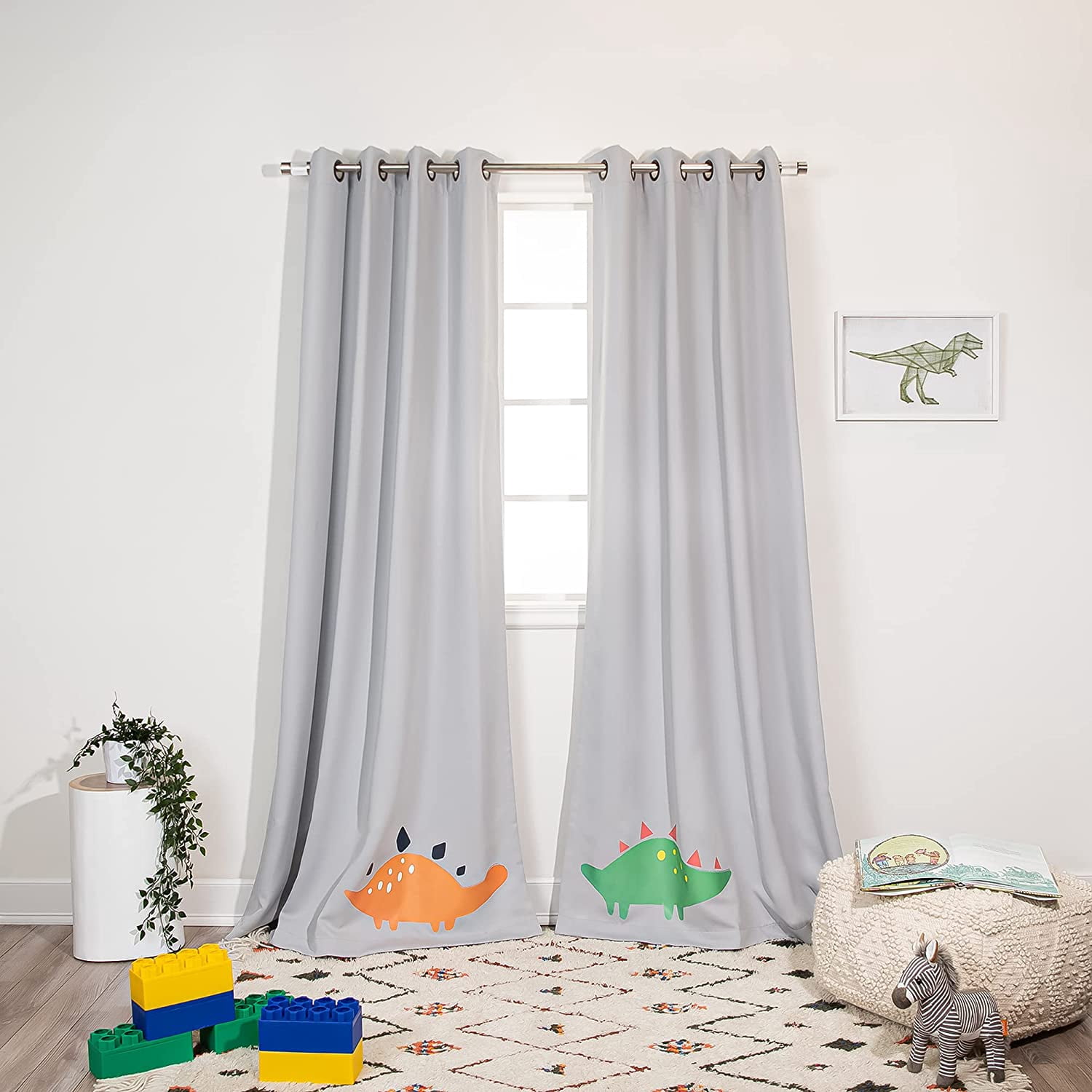 Quality Home Dinosaur Dino Buddies Children Grommet Top Blackout Curtains for Kids Room -84"