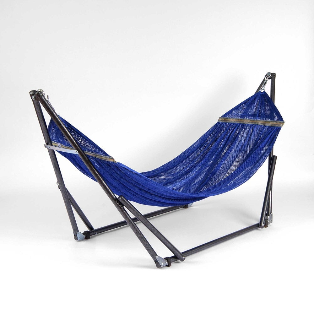 EZ Daze Blue Polyester Hammock with Rust Resistant Metal Stand