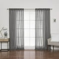 thumbnail image 1 of Quality Home Faux Linen Sheer Curtains - Back Tab/Rod Pocket - Dark Grey - 52" W x 84" L (2 Panels), 1 of 1