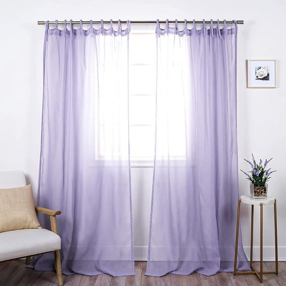 Quality Home Faux Linen Tie Top Curtains