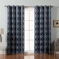 thumbnail image 1 of Quality Home Geometric Trellis Printed Room Darkening Curtains - Stainless Steel Nickel Grommets - Navy - 52"W x 108"L - (Set of 2 Panels), 1 of 4