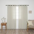 thumbnail image 1 of Quality Home Linen Blend Black Grommet Curtain - Natural - 52" W x 84" L (Set of 2 Panels), 1 of 1