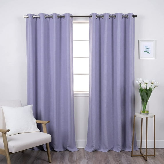 Quality Home Linen Blend Blackout Curtains - Antique Bronze Grommets - 52" W x 84" L - Lilac (Single Panel)
