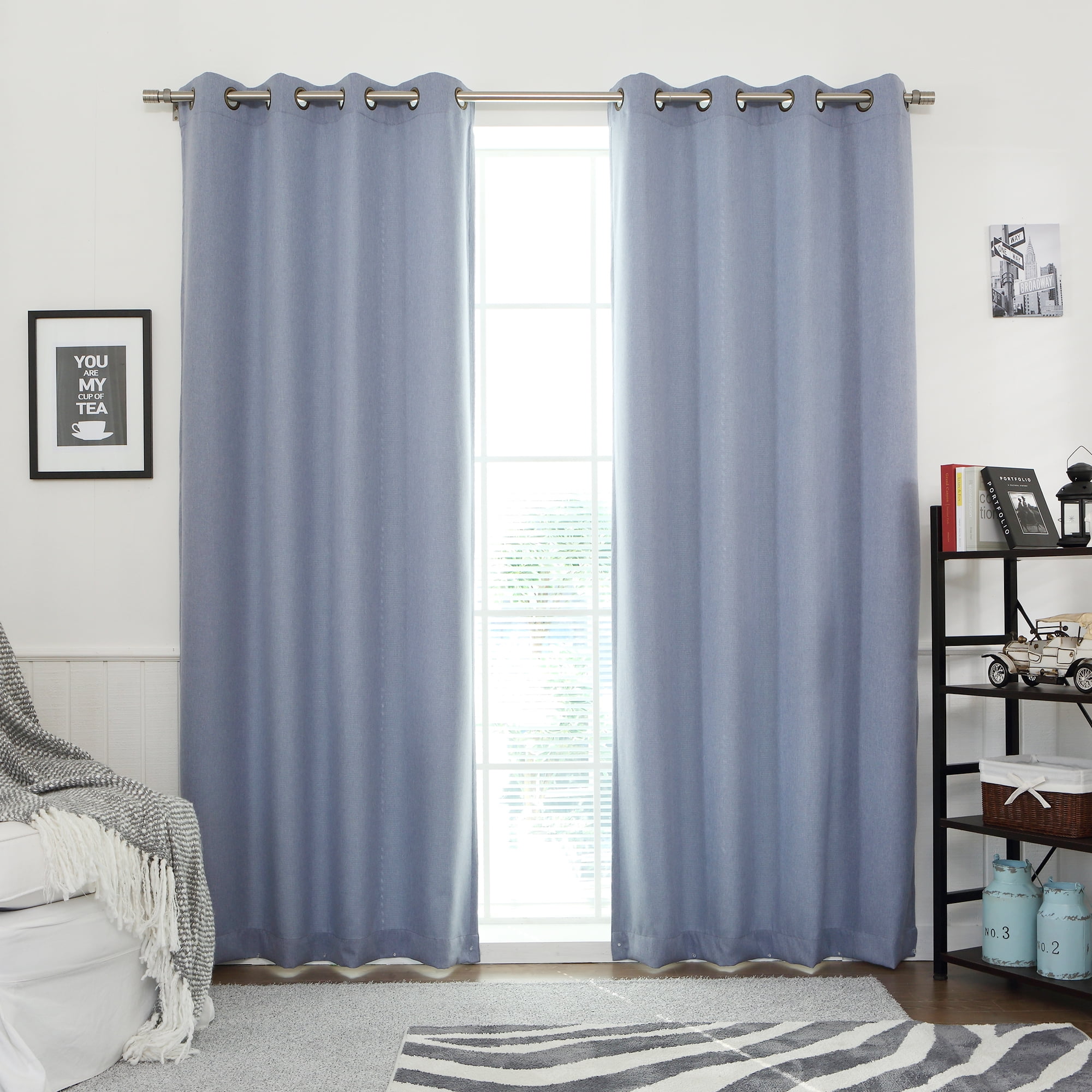 Quality Home Linen Look Room Darkening Grommet Curtain Pair 52" x 84