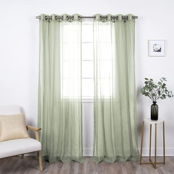 Quality Home Linen-Textured Semi-Sheer Grommet Curtains