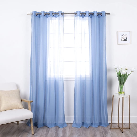 Quality Home Linen-Textured Semi-Sheer Grommet Curtains