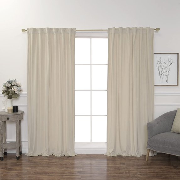 Quality Home Luster Velvet Room Darkening Curtains - Back Tab/Rod Pocket - Beige - 52" W x 84" L (1 Panel)