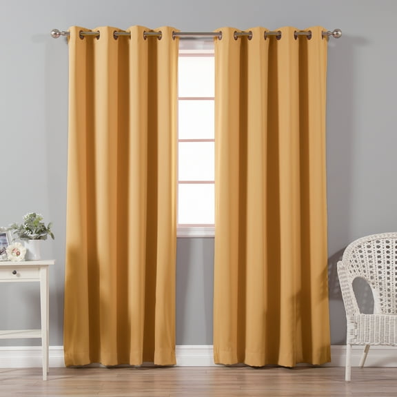 Quality Home Orange Thermal Blackout Curtains, 52” x 63” (2 Panels)