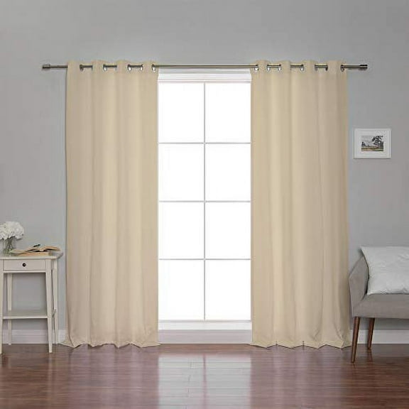 Quality Home Oxford Outdoor Tab Top Curtains - Beige - Steel Grommets - 52” x 84” (Set of 2 Panels)