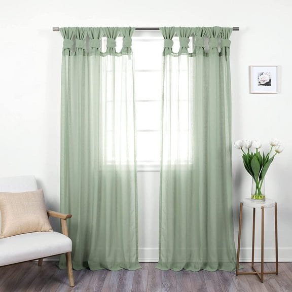 Quality Home Sheer Faux Linen Twist Tab Curtains