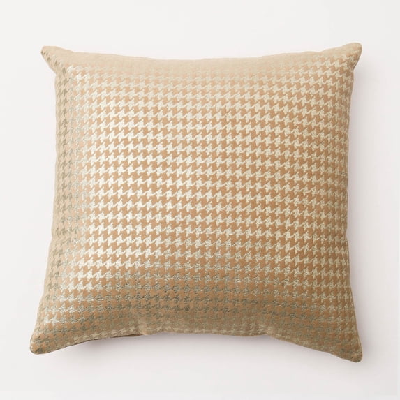 Quality Home Small Houndstooth Metallic Foil Printed Velvet Decorative Pillow Cover Only - 18" x 18". 2PCS
