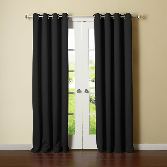 Quality Home Steel Grommet Solid Thermal Insulated Blackout Curtain Single Panel - 52" X 84" - Black