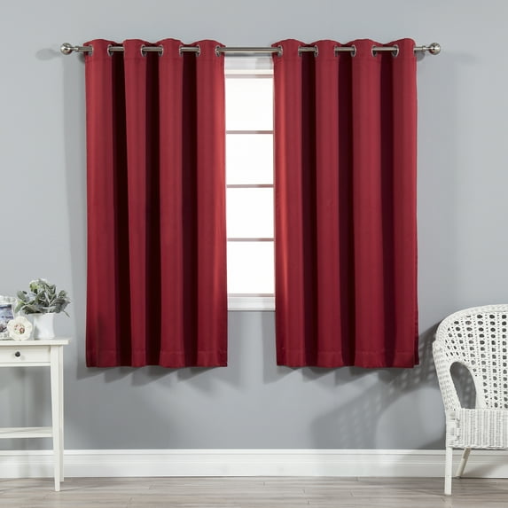 Quality Home Thermal Insulated Blackout Curtains - Stainless Steel Nickel Grommet Top - Cardinal Red - 52"W x 63"L - (Set of 2 Panels)