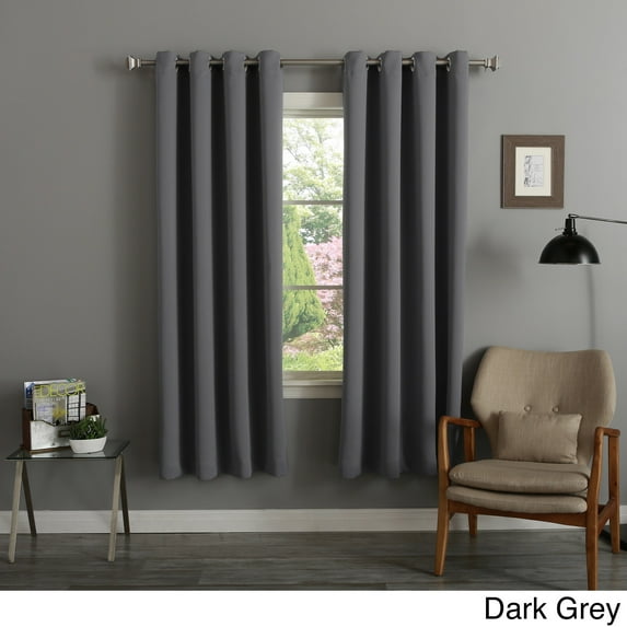 Quality Home Thermal Insulated Blackout Curtains - Stainless Steel Nickel Grommet Top - Dark Grey - 52"W x 72"L - (Set of 2 Panels)