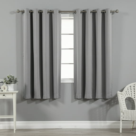 Quality Home Thermal Insulated Blackout Curtains - Stainless Steel Nickel Grommet Top - Grey - 52"W x 63"L - (Set of 2 Panels)