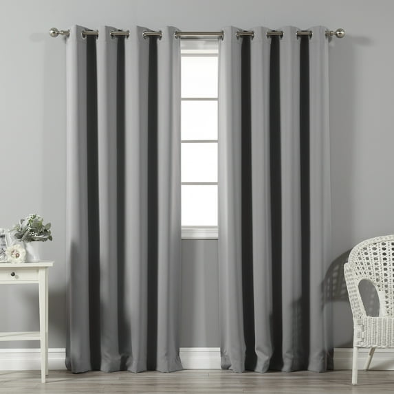 Quality Home Thermal Insulated Blackout Curtains - Stainless Steel Nickel Grommet Top - Grey - 52"W x 96"L - (Set of 2 Panels)