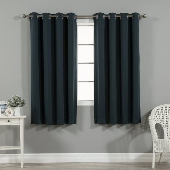 Quality Home Thermal Insulated Blackout Curtains - Stainless Steel Nickel Grommet Top - Navy - 52"W x 63"L - (Set of 2 Panels)