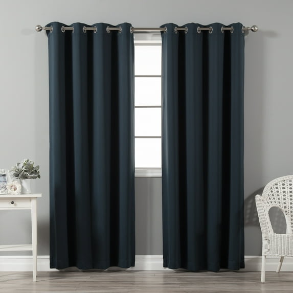 Quality Home Thermal Insulated Blackout Curtains - Stainless Steel Nickel Grommet Top - Navy - 52"W x 84"L - (Set of 2 Panels)