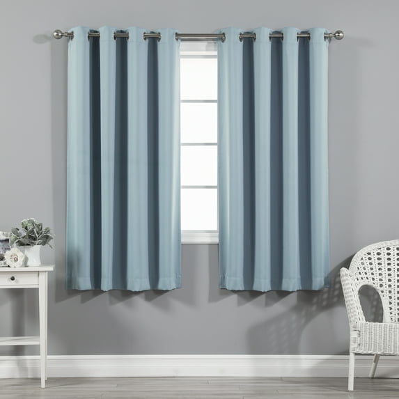 Quality Home Thermal Insulated Blackout Curtains - Stainless Steel Nickel Grommet Top - Ocean - 52"W x 63"L - (Set of 2 Panels)