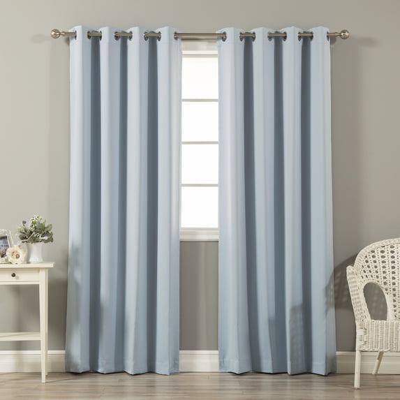 Quality Home Thermal Insulated Blackout Curtains - Stainless Steel Nickel Grommet Top - Sky Blue - 52"W x 84"L - (Set of 2 Panels)