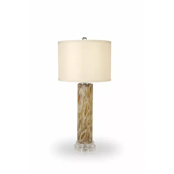 Glass table lamp, Amber glass, Pattern on surface, Total Height 30.5"