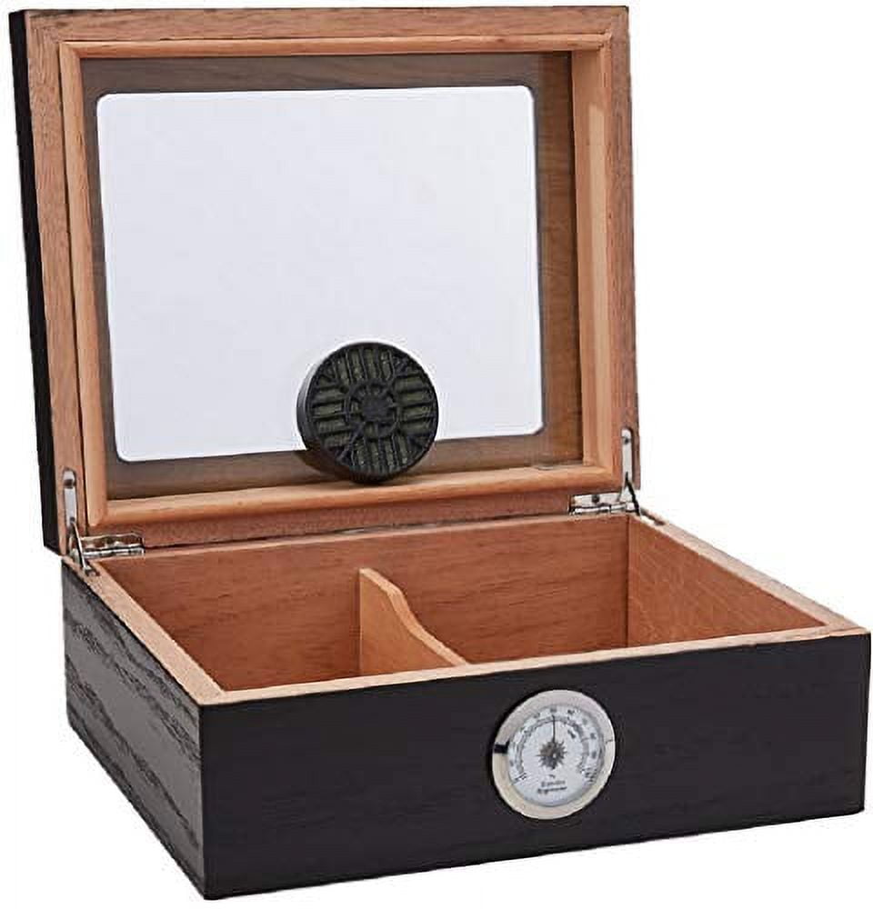 Quality Importers Capri Glasstop 25-50 Cigar Glasstop, Black Oak