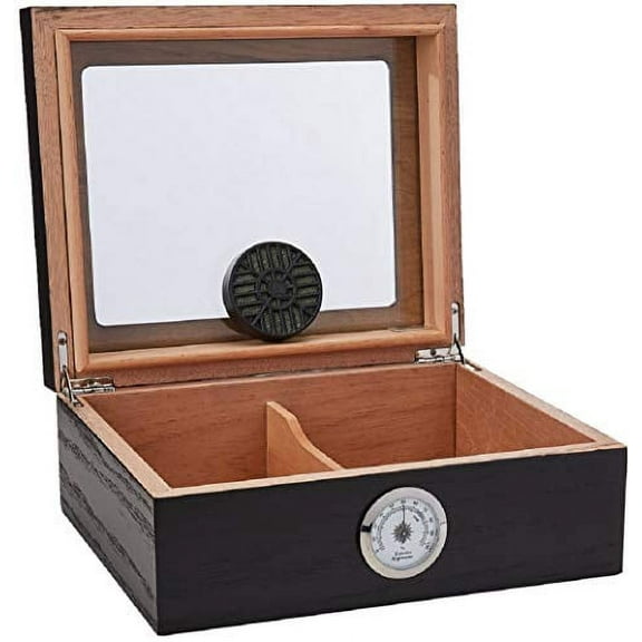 Quality Importers Capri Glasstop 25-50 Cigar Glasstop, Black Oak