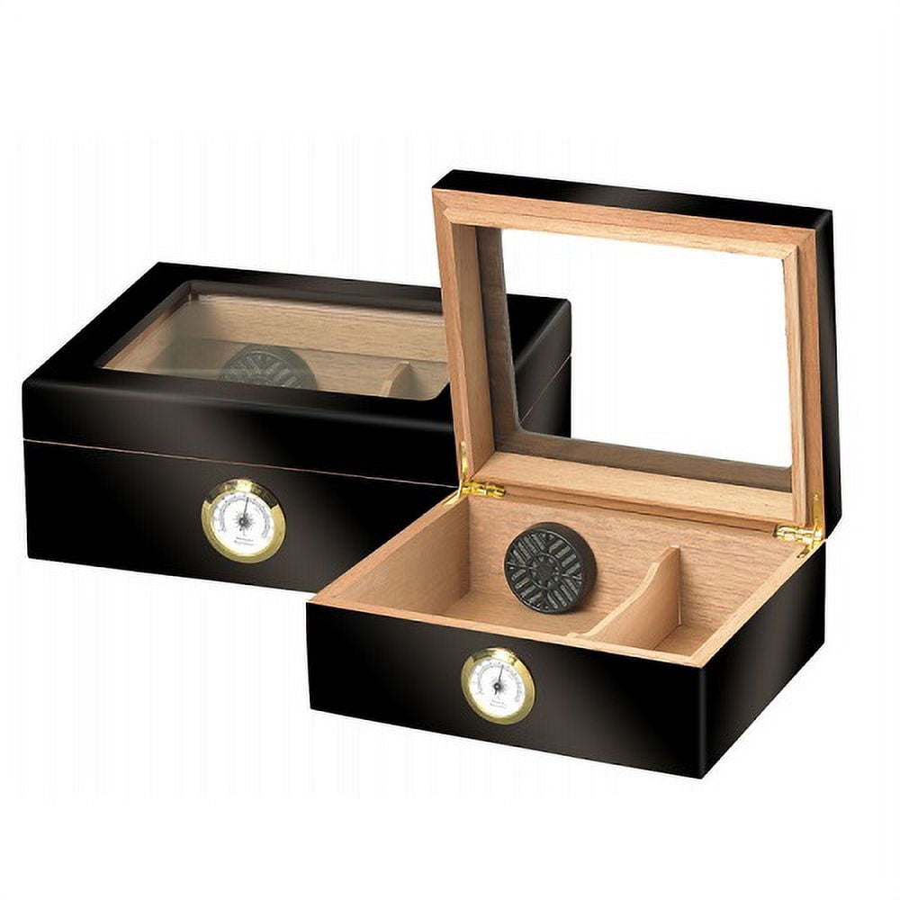 Quality Importers Glasstop Humidor, Black