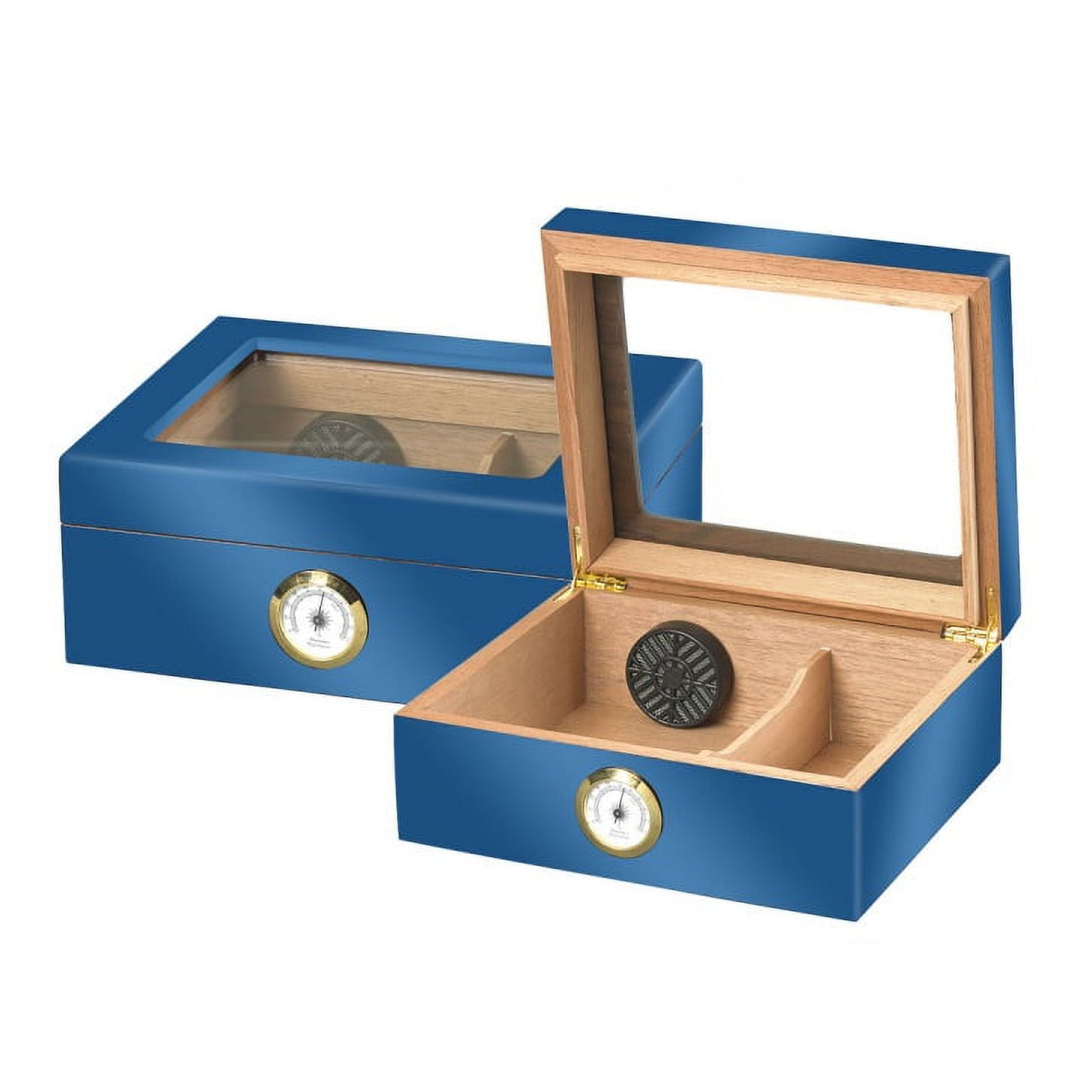Quality Importers Glasstop Humidor, Blue