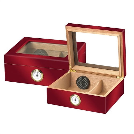 Quality Importers Glasstop Humidor, Red