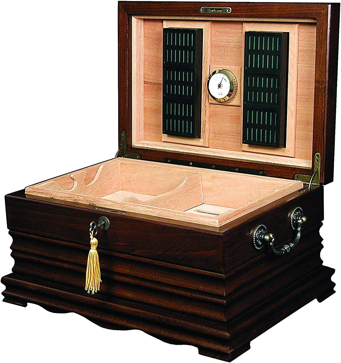 Humidor Supreme Large Tabletop Tradition Cigar Solid Wood Antique Cigar Humidor, Holds Up to 200 Cigars