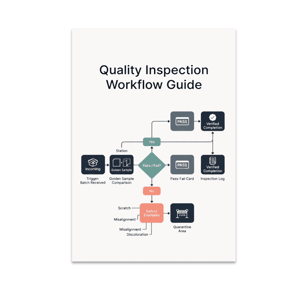 Quality Inspection Workflow Guide Poster, Production Teams, Quality Control, and Manufacturing Environments, 13x19 Glossy Paper
