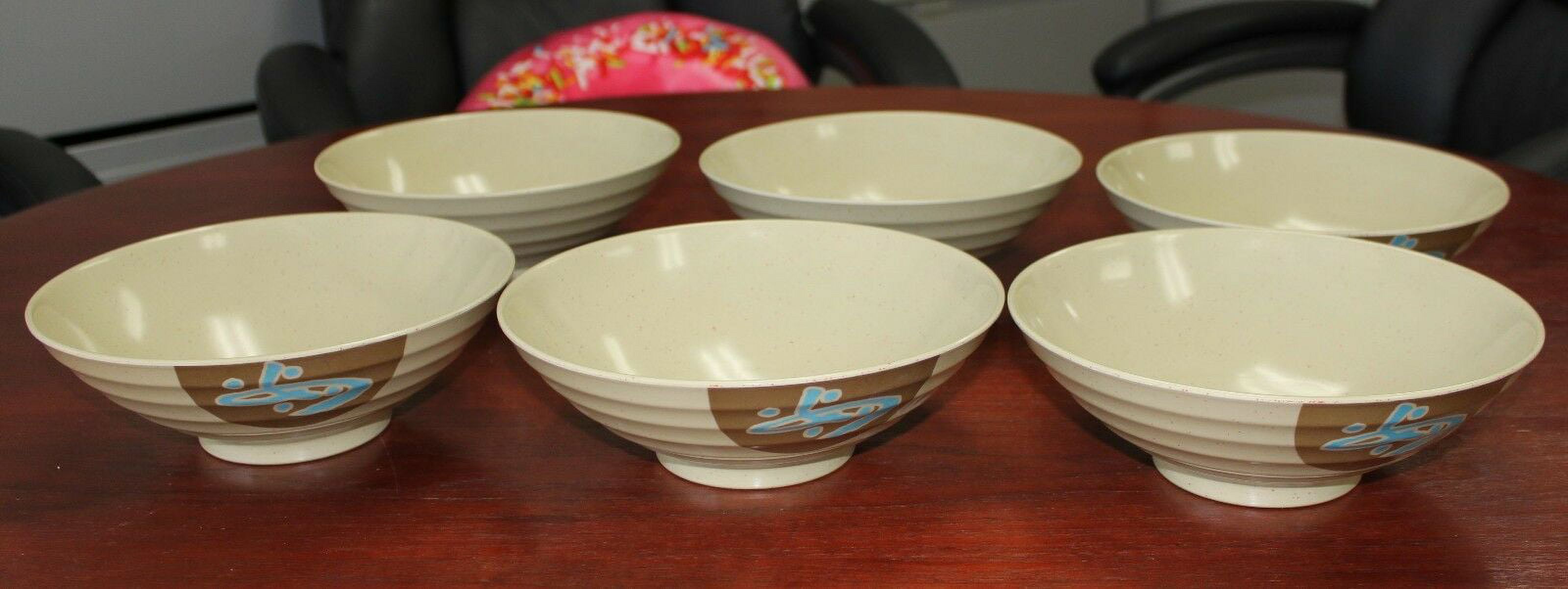 Quality Japanese Big Wide Soup Ramen Noodle Bowls with Durable Melamine Set of 6 B11899