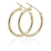 Quality Jewels 14k Gold Earrings, Classic Yellow Gold Hoop Earrings for Women with Hinge and Notched Post