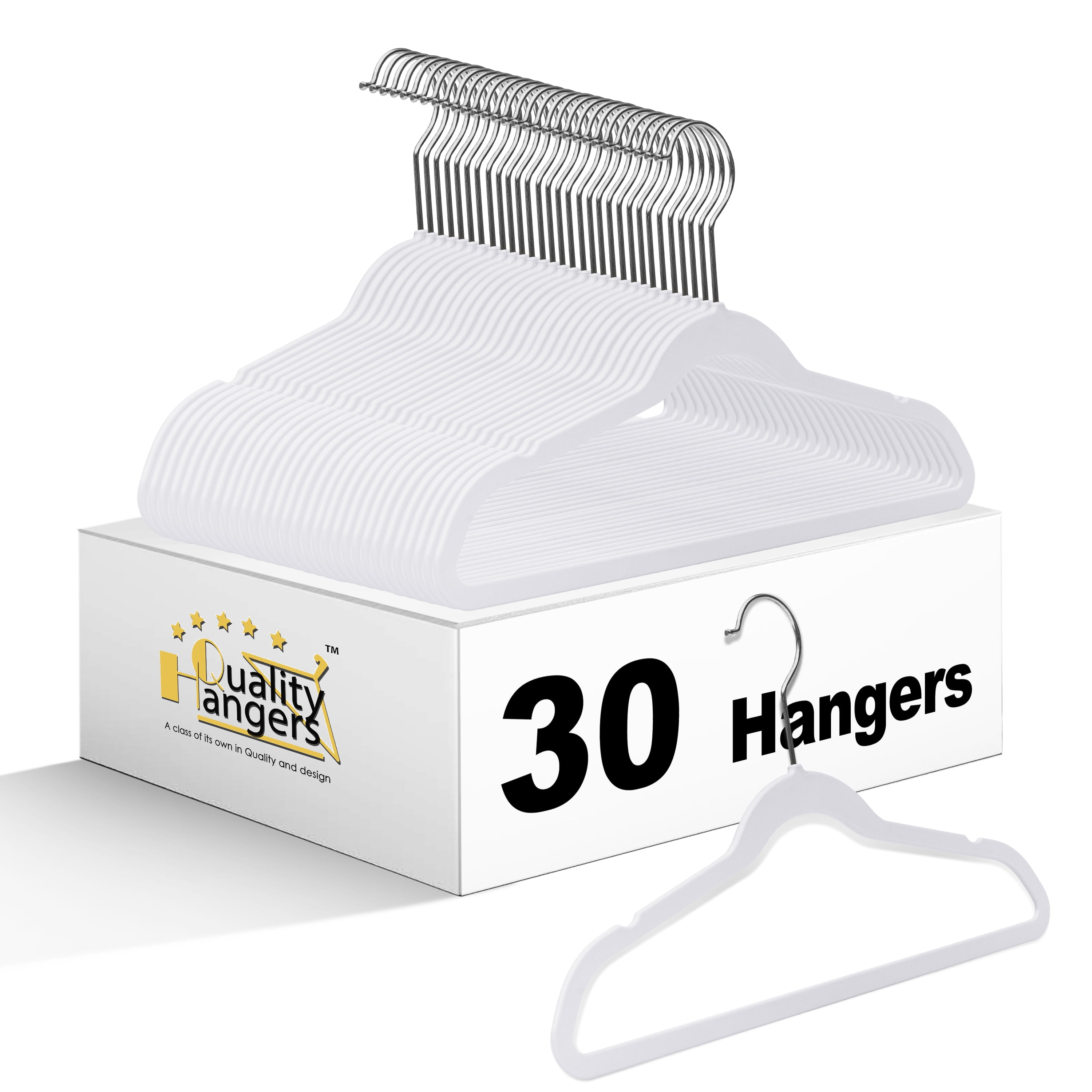 Quality Kids Plastic Non Velvet Non-Flocked Thin Compact Children's Hangers Swivel Hook for Shirts Blouse Coats (White, 30)
