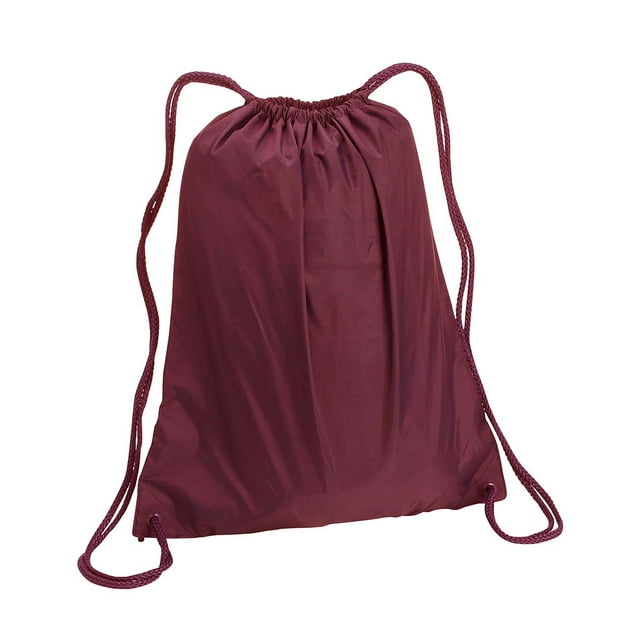 Quality Lightweight Large Drawstring Backpack Bag, One Size, Maroon
