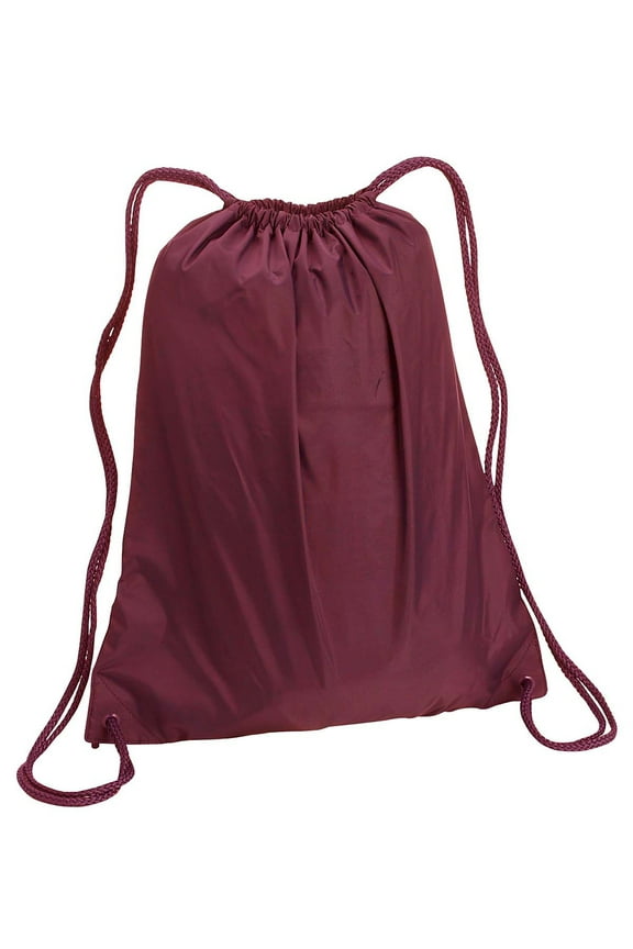 Quality Lightweight Large Drawstring Backpack Bag, One Size, Maroon