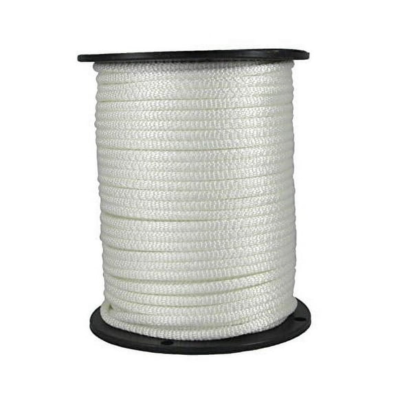 Quality Nylon Rope 1/4" (6.4mm) White Dacron Polyester Rope - 500 foot spool | 1/4 inch - Solid Braid - Industrial Grade - High UV and Abrasion Resistance - Low Stretch - Made in USA
