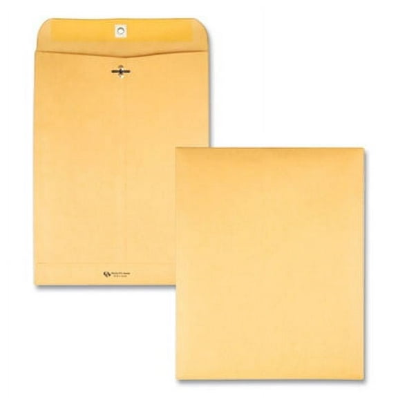 Quality Park Clasp Envelope, 28 lb Bond Weight Kraft, #94, Square Flap, Clasp/Gummed Closure, 9.25 x 14.5, Brown Kraft, 100/Box (37894)