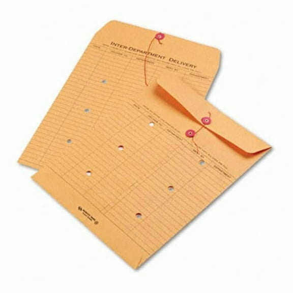 Quality Park  Brown Recycled Kraft String & Button Interoffice Envelope- 10 x 13- 100-Carton