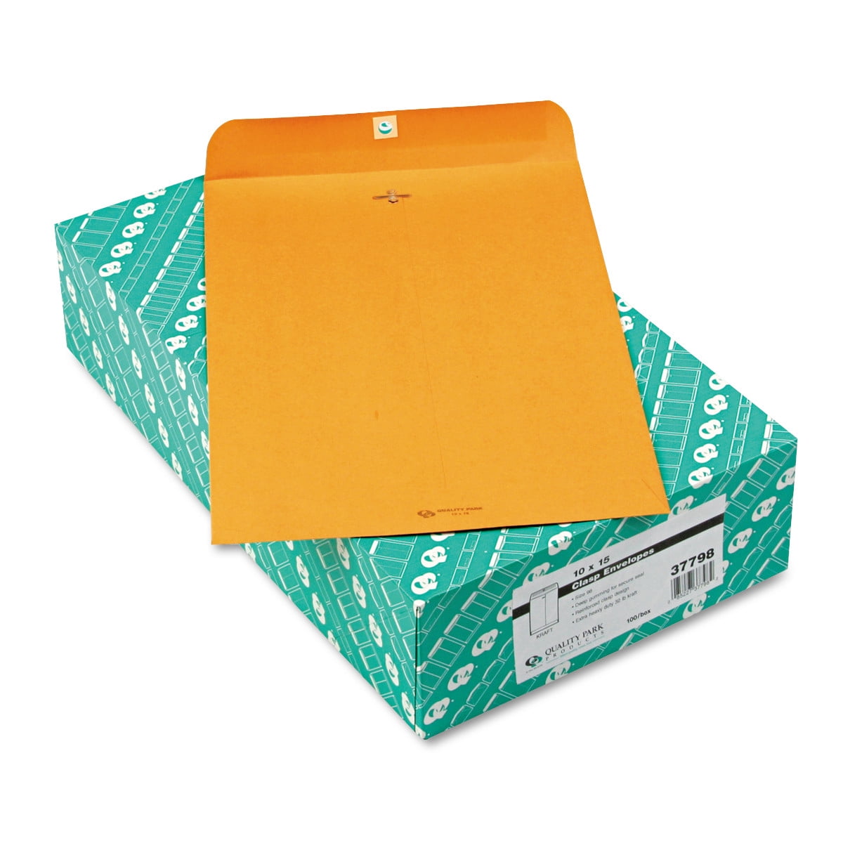 Quality Park Clasp Envelope, 10 x 15, 32lb, Brown Kraft, 100/Box -QUA37798
