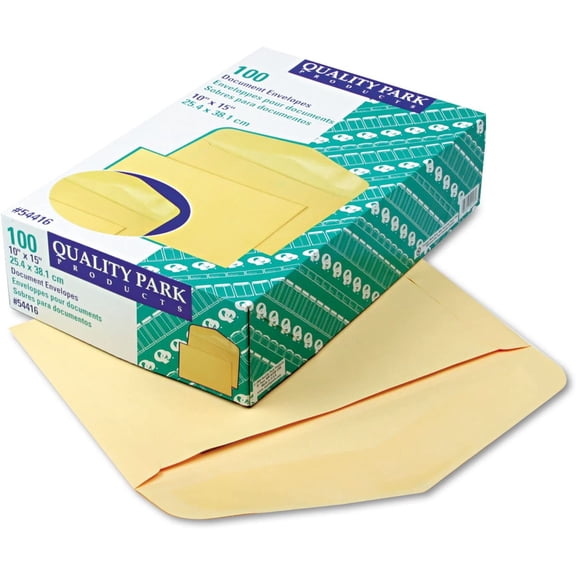 Quality Park Heavy-Duty Document Envelope, 10-Inch x15-Inch, 100/BX, Cameo Buff