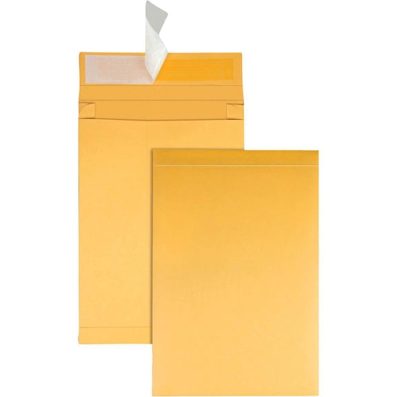 Quality Park Kraft Redi-strip Expansion Envelopes - Expansion - 9"W x 12" L- 2" Gusset - 40 lb - Self-sealing - Kraft