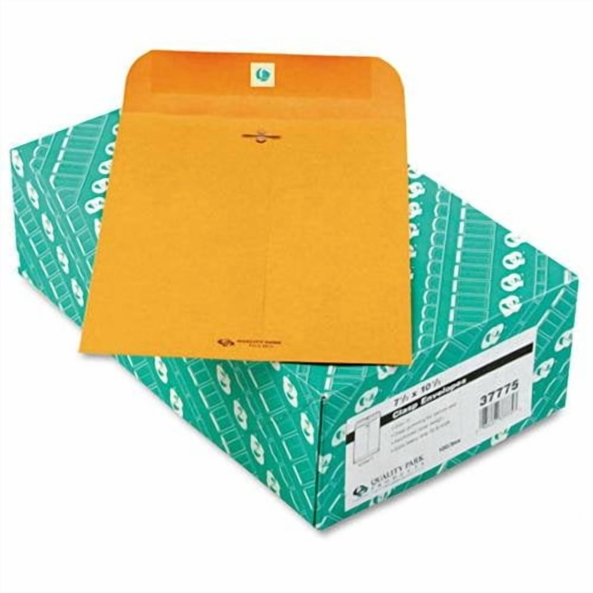 Quality Park QUA37775 Clasp Envelope, #75, Squar Flap, Clasp/gummed Closure, 7.5 X 10.5, Brown Kraft, 100/box