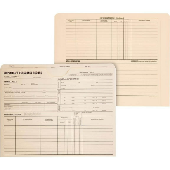Quality Park, QUA69999, Employee's Personnel Record Files, 100 / Box, Manila