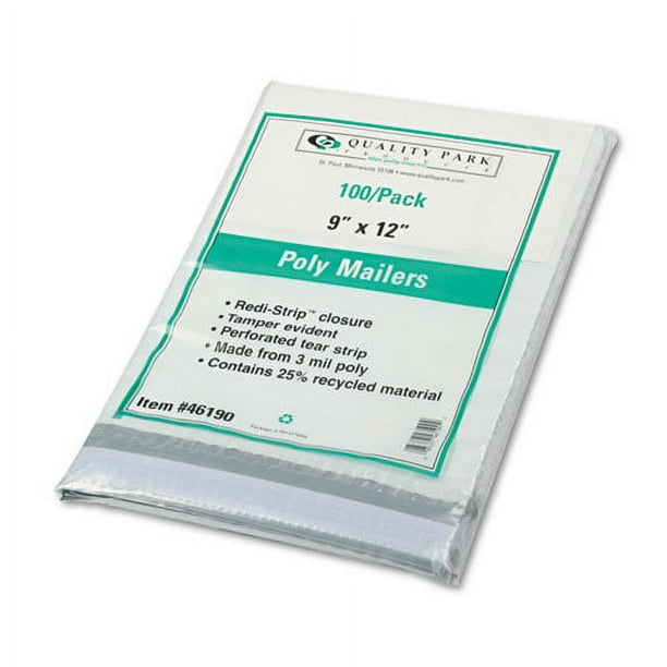 Redi-Strip Poly Mailer, #3, Square Flap with Perforated Strip, Redi-Strip Adhesive Closure, 9 x 12, White, 100/Pack Redi-Strip Poly Mailer, #3, Square Flap with Perforated Strip, Redi-Strip Adhesive Closure, 9 x 12, White, 100/Pack